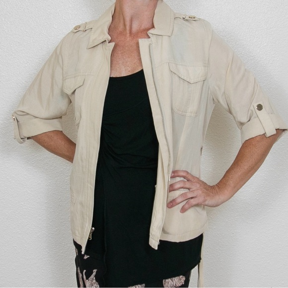 Chico's Jackets & Blazers - Chico’s Safari Jacket. Beige, lightweight gold accents. Like new. Small